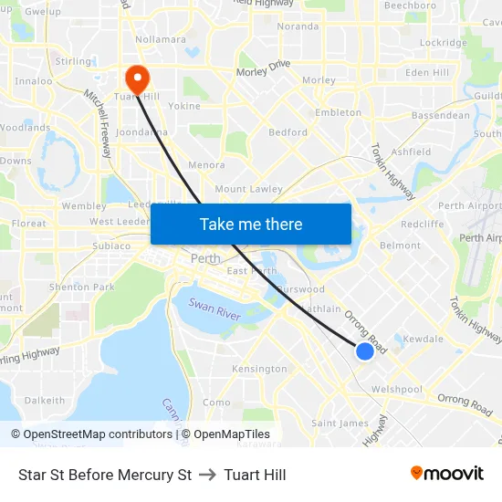 Star St Before Mercury St to Tuart Hill map