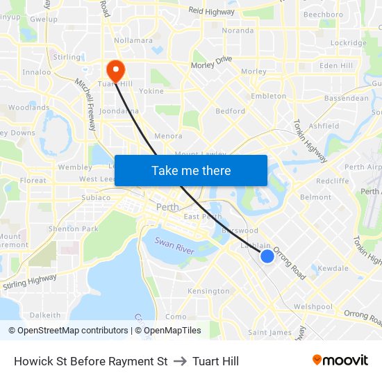 Howick St Before Rayment St to Tuart Hill map