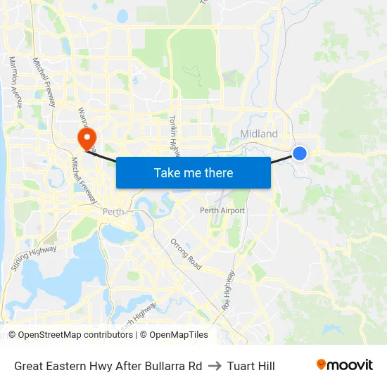 Great Eastern Hwy After Bullarra Rd to Tuart Hill map