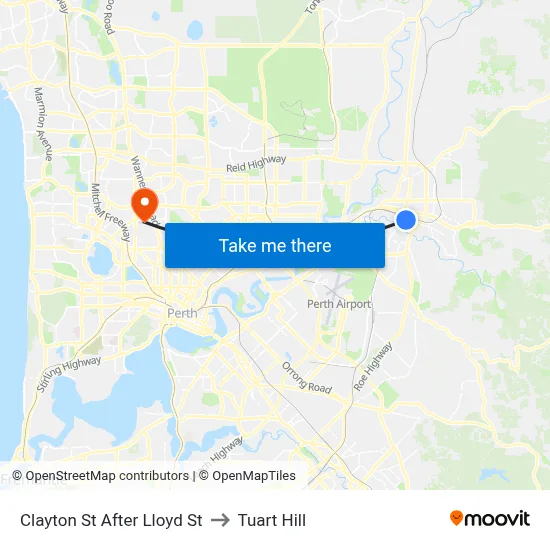 Clayton St After Lloyd St to Tuart Hill map