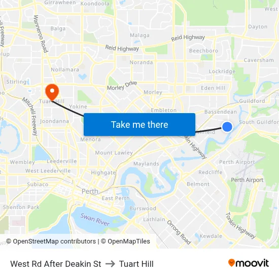 West Rd After Deakin St to Tuart Hill map