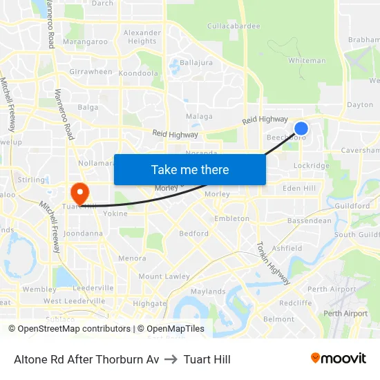 Altone Rd After Thorburn Av to Tuart Hill map