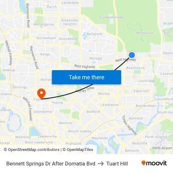 Bennett Springs Dr After Domatia Bvd to Tuart Hill map