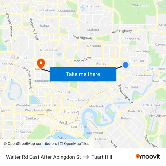 Walter Rd East After Abingdon St to Tuart Hill map