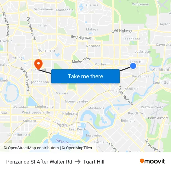 Penzance St After Walter Rd to Tuart Hill map