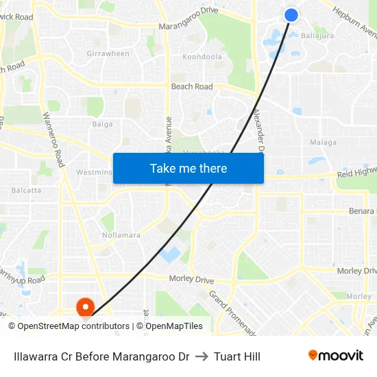 Illawarra Cr Before Marangaroo Dr to Tuart Hill map