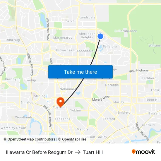 Illawarra Cr Before Redgum Dr to Tuart Hill map