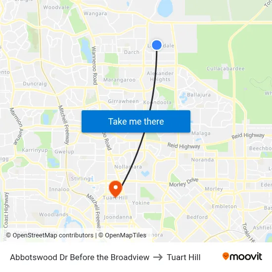 Abbotswood Dr Before the Broadview to Tuart Hill map