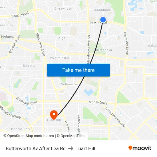 Butterworth Av After Lea Rd to Tuart Hill map