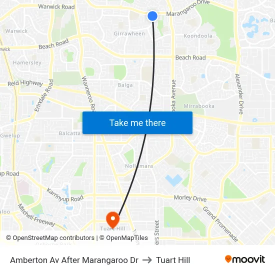 Amberton Av After Marangaroo Dr to Tuart Hill map
