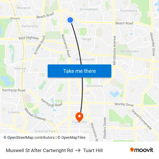 Muswell St After Cartwright Rd to Tuart Hill map