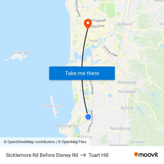 Sicklemore Rd Before Disney Rd to Tuart Hill map