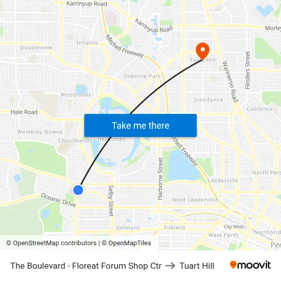 The Boulevard  - Floreat Forum Shop Ctr to Tuart Hill map