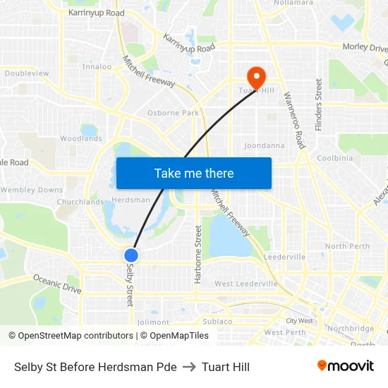 Selby St Before Herdsman Pde to Tuart Hill map