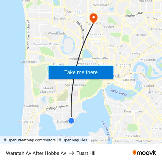 Waratah Av After Hobbs Av to Tuart Hill map