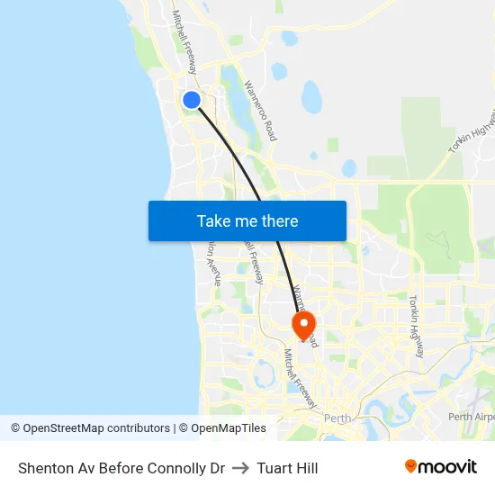 Shenton Av Before Connolly Dr to Tuart Hill map