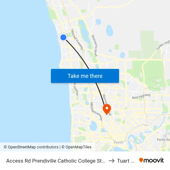 Access Rd Prendiville Catholic College Stand 3 to Tuart Hill map