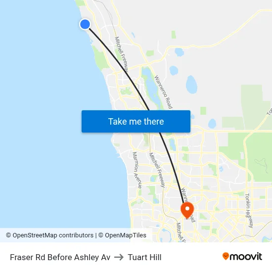 Fraser Rd Before Ashley Av to Tuart Hill map
