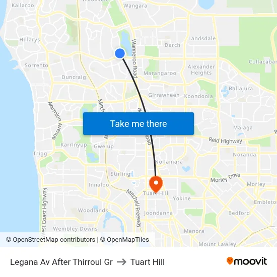 Legana Av After Thirroul Gr to Tuart Hill map