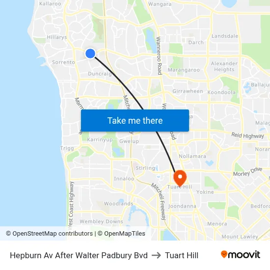 Hepburn Av After Walter Padbury Bvd to Tuart Hill map