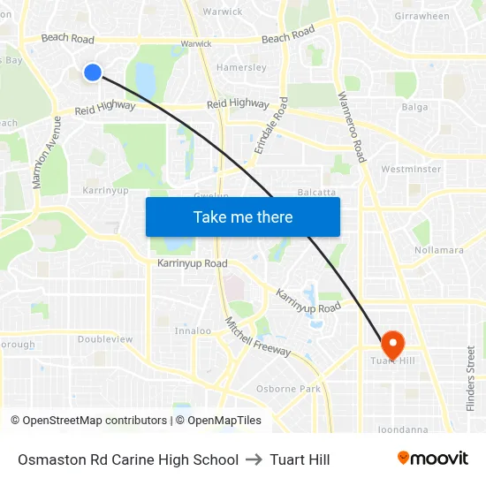 Osmaston Rd Carine High School to Tuart Hill map