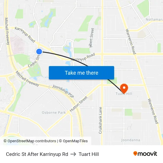 Cedric St After Karrinyup Rd to Tuart Hill map