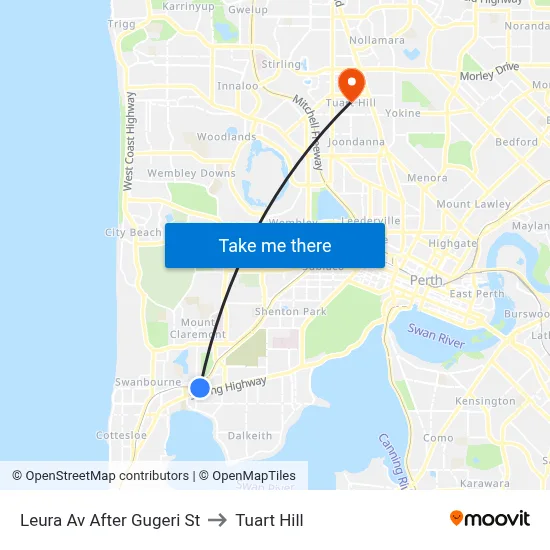 Leura Av After Gugeri St to Tuart Hill map