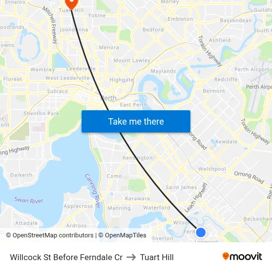 Willcock St Before Ferndale Cr to Tuart Hill map