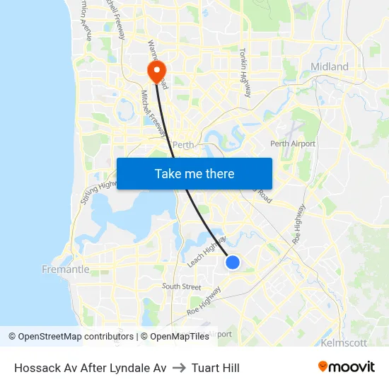 Hossack Av After Lyndale Av to Tuart Hill map