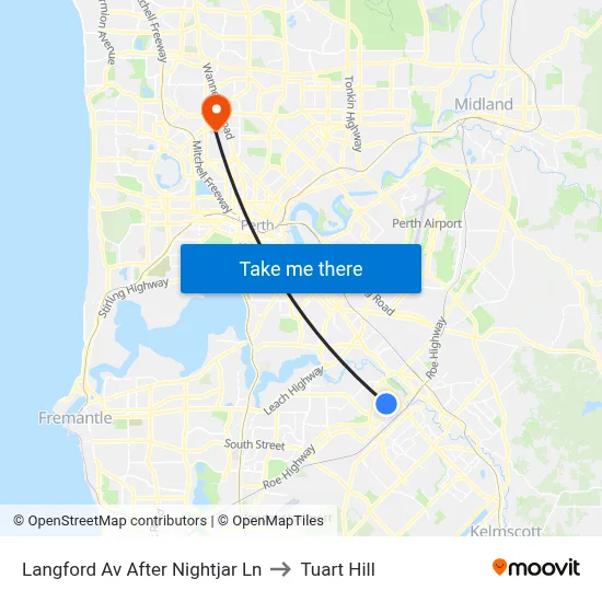 Langford Av After Nightjar Ln to Tuart Hill map