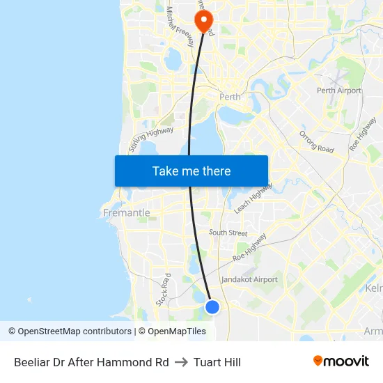 Beeliar Dr After Hammond Rd to Tuart Hill map