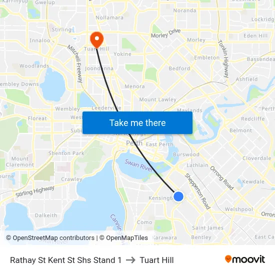 Rathay St Kent St Shs Stand 1 to Tuart Hill map