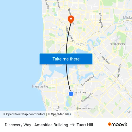 Discovery Way - Amenities Building to Tuart Hill map