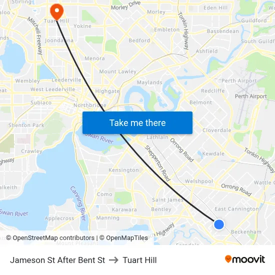 Jameson St After Bent St to Tuart Hill map