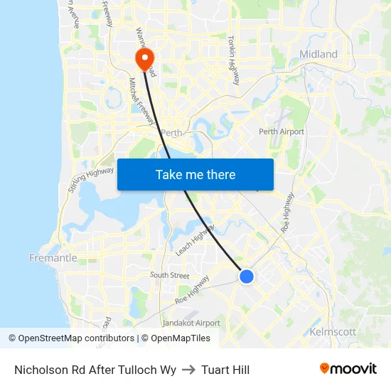 Nicholson Rd After Tulloch Wy to Tuart Hill map