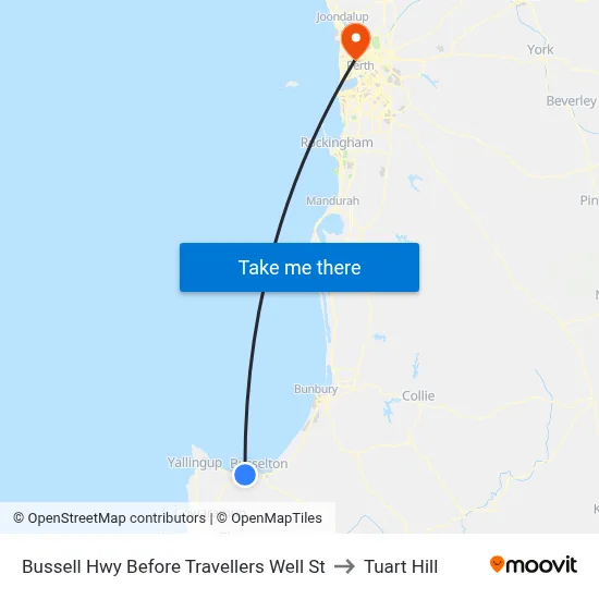 Bussell Hwy Before Travellers Well St to Tuart Hill map