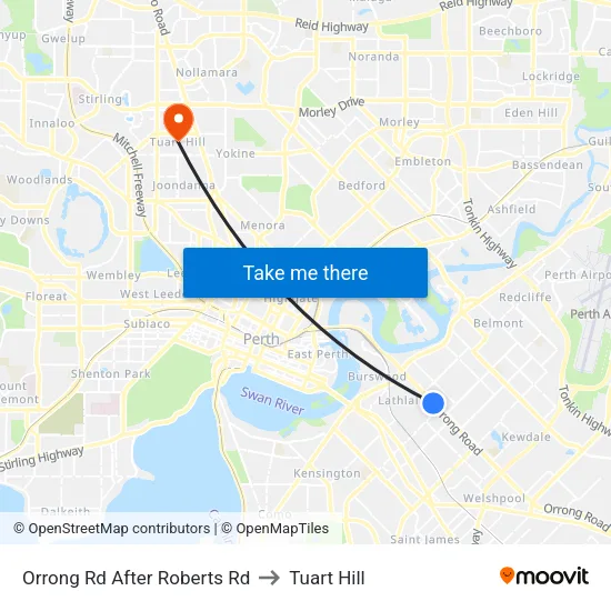 Orrong Rd After Roberts Rd to Tuart Hill map