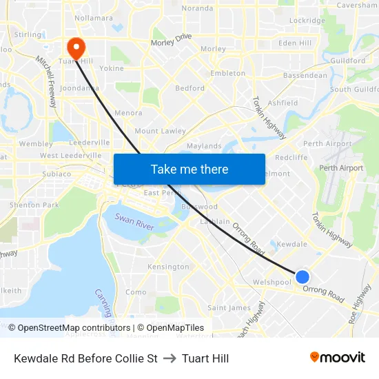 Kewdale Rd Before Collie St to Tuart Hill map