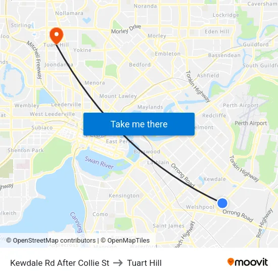 Kewdale Rd After Collie St to Tuart Hill map