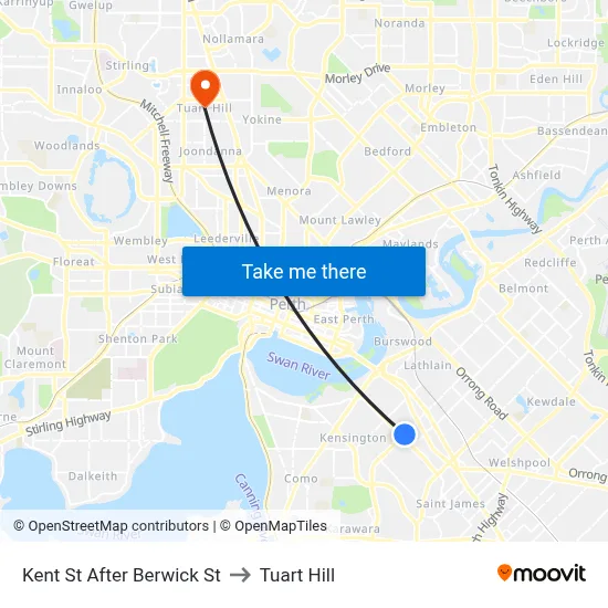 Kent St After Berwick St to Tuart Hill map