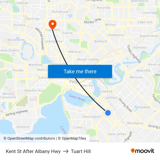 Kent St After Albany Hwy to Tuart Hill map