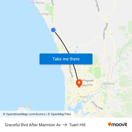 Graceful Bvd After Marmion Av to Tuart Hill map