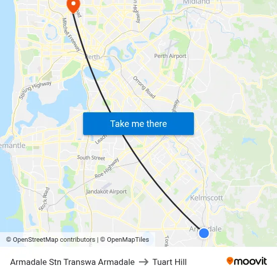 Armadale Stn Transwa Armadale to Tuart Hill map