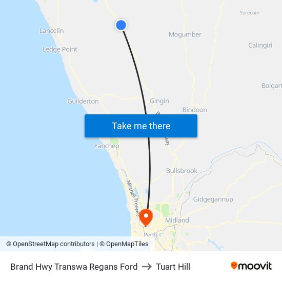 Brand Hwy Transwa Regans Ford to Tuart Hill map