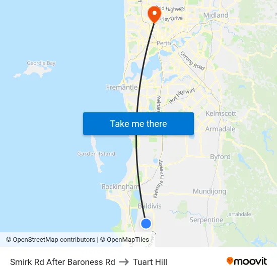 Smirk Rd After Baroness Rd to Tuart Hill map