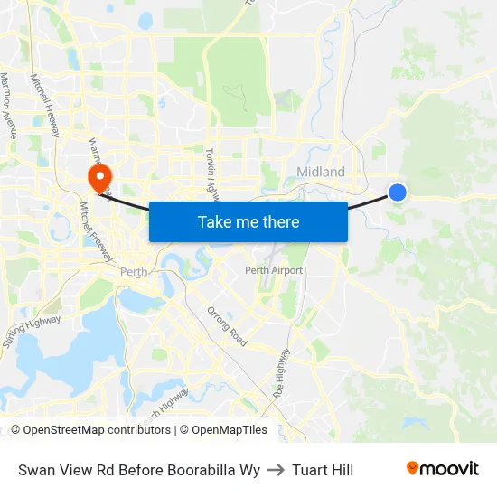 Swan View Rd Before Boorabilla Wy to Tuart Hill map