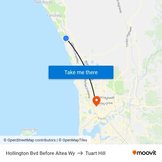 Hollington Bvd Before Altea Wy to Tuart Hill map