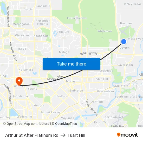 Arthur St After Platinum Rd to Tuart Hill map