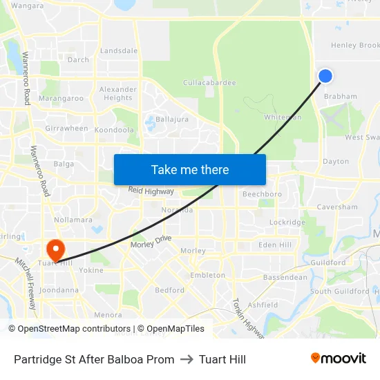 Partridge St After Balboa Prom to Tuart Hill map