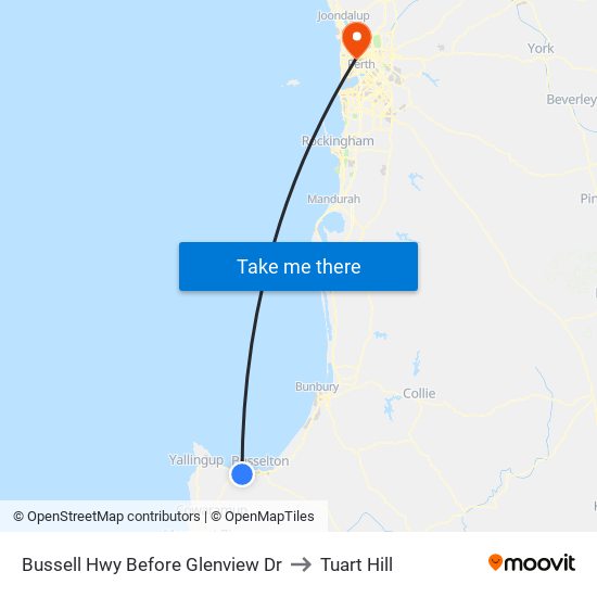 Bussell Hwy Before Glenview Dr to Tuart Hill map